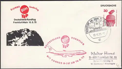 Condor Jumbo Blitz TIP Sonderflug Deutschland-Rundflug 1975   (20516