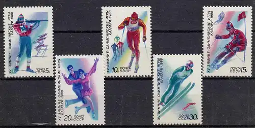 Russia - Soviet Union 1988 Mi.5788-92 Calgary Winter Olympics, set  (83028