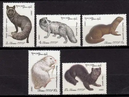 Russia - Soviet Union 1980 Mi.4968-72 Pelz-Tiere ** MNH set   (83013