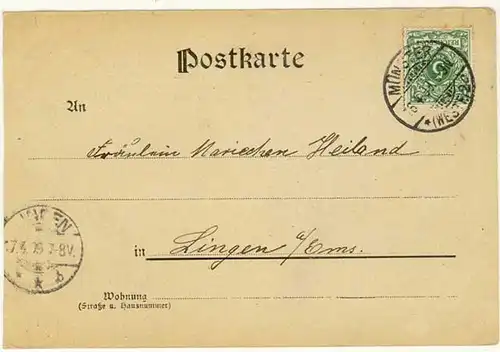 AK 1899 Jugendstil Perlen Deutscher Poesie Mädchen Gruss aus  (2858