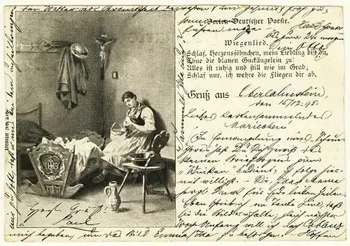 AK 1898 Jugendstil Perlen Deutscher Poesie Wiegenlied Gruss aus  (2856