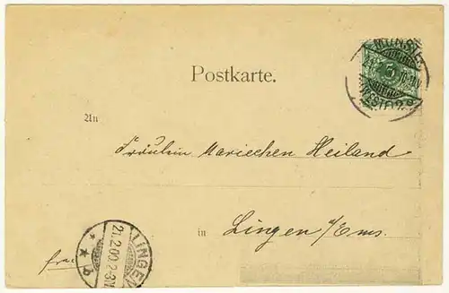 AK 1898 Jugendstil Gruss aus Münster Pferd Liebespaar Gedicht  (2861