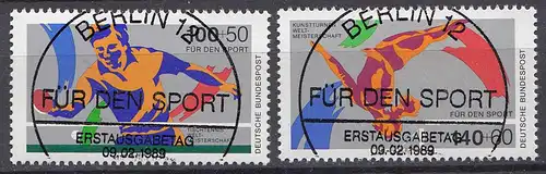 Bund BRD 1408-09 Sport 1989 ESST Vollstempel Luxus Tischtennis + Turnen