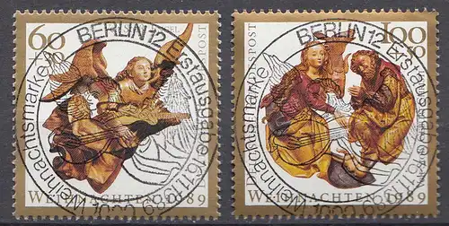 Bund BRD 1442-43  Engel + Geburt Christi Vollstempel Luxus Weihnachten 1989