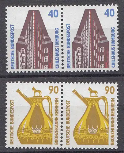 Bund BRD 1988 Mi. 1379 + 1380 Paar ** Sehenswürdigkeiten Eckrand LUXUS  (20839