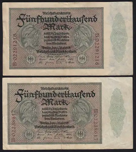 Reichsbanknote - Paar 500000 500.000 Mark 1923 Ros. 87b VF laufende Nummer