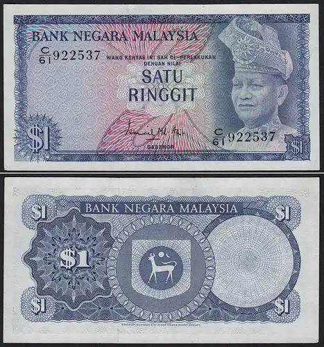 Malaysia 1 Ringgit Banknote 1967/72 Pick 1a XF+ (2+)    (21541
