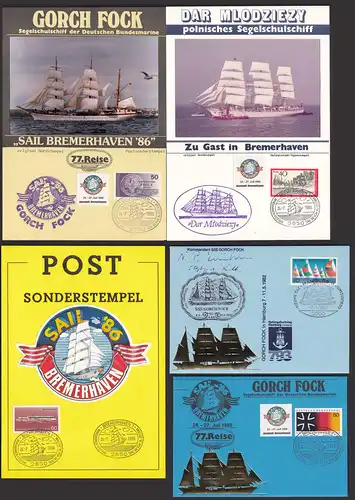 Segler Segelschiffe 5 Stück Sonderkarten/Briefe Gelegenheit  (21629