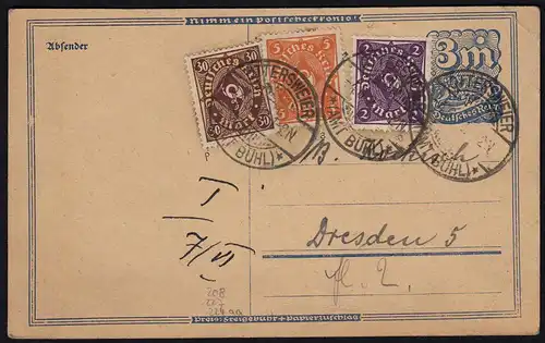 Deutsches Reich Infla Ganzsache geprüft Zufrankatur 1923  m.224aa (21660