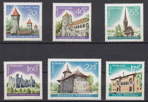 RUMÄNIEN - ROMANIA - 1967 Architektur Bauwerke Kirchen Mi.2600-05 postfr.