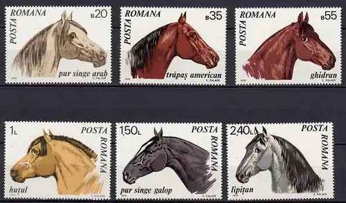 RUMÄNIEN - ROMANIA - 1970 Pferde/Horses Mi.2888-93 postfr.   (22098