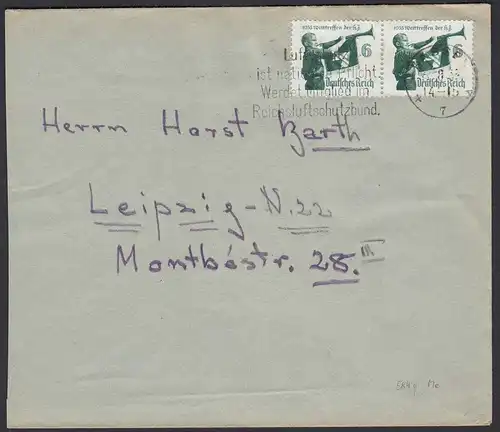 3.Reich Brief mit Mi. 584y Paar als Mehrfachfrankatur 1935 HJ  (22187
