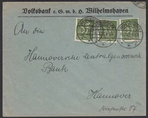 Wilhelmshaven 1922 Infla Brief Mehrfachfrankatur 187 n.Hannover   (22217