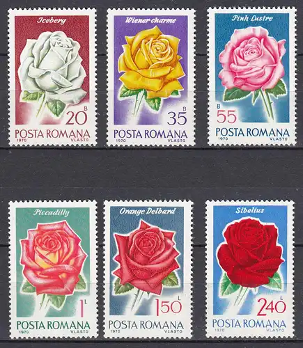 RUMÄNIEN - ROMANIA - 1970 Flora Rosen Mi.2868-73 postfr.   (22538