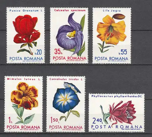 RUMÄNIEN - ROMANIA - 1972 Blumen Botanische Gärten Mi.2940-45 postfr.(22558