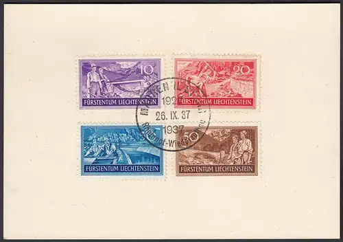 Liechtenstein 26.9.1937 Karte mit  Mi. 152-55 Mauren SST    (22714