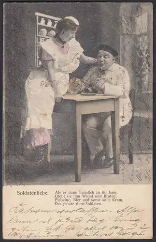 AK Soldatenliebe 1906 Gedicht Spruch Liebe geht durch den Magen (22669