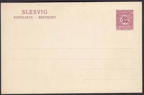 Sleswig - Slesvig 15 Pfennig Ganzsache 1920 Mi. P 3 *  (22762