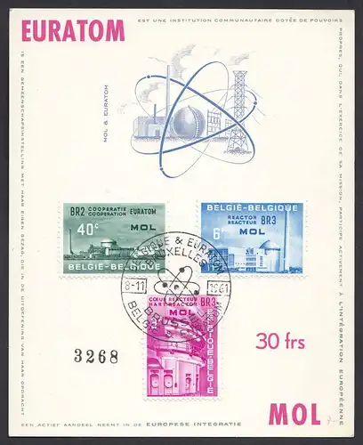 Belgien - Belgium 1961Ersttags-Karte EURATOM Mi.1255-57  (22780