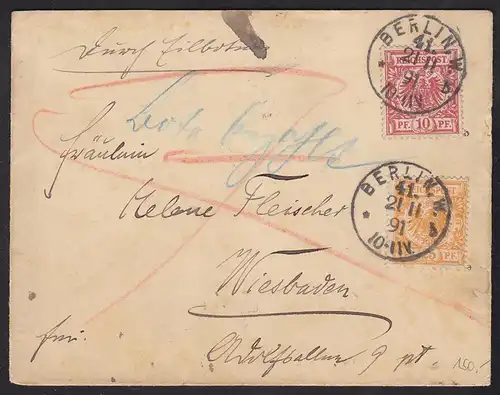 Deutsches Reich 1891 Eil-Brief Mi.47b + 49a gepr.Zenker   (13425