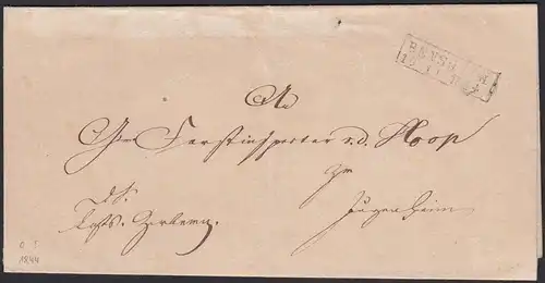 Thurn und Taxis 19.11.1844 Umschlag Bensheim R2 St. (Feuser 229-1) Jugenheim