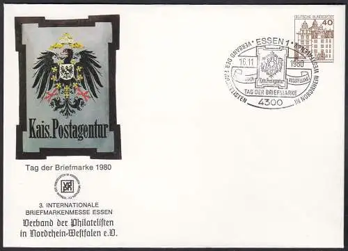 Bund BRD Umschlag Privat-Ganzsache 1980 Tag der Briefmarke Essen    (22905