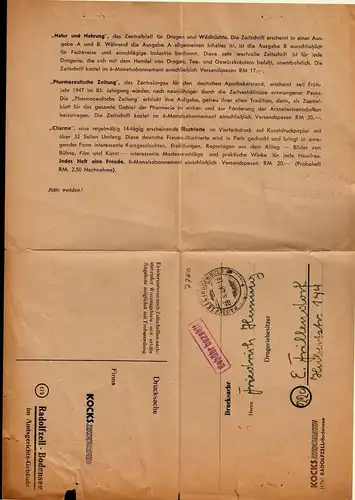 Drucksache Gebühr bezahlt Radolfzell 1948   (23051