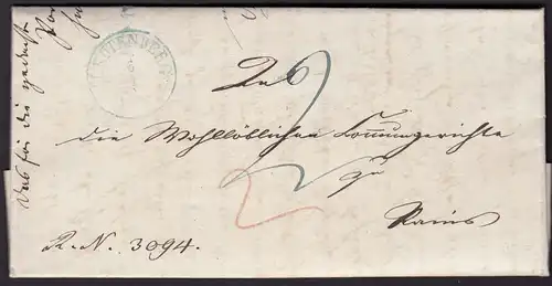 Thurn und Taxis 1852 Brief Leutenberg K1b Umfangreicher Inhalt  (16001