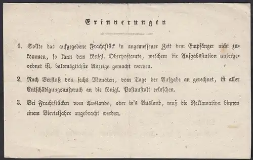 1867 Bayern Königl.Haupt-Expedition fahrender Posten Aufgabe-Schein  (23095