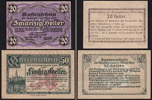 Österreich - Austria 20 + 50 Heller Notgeld Wien 1920   (23174