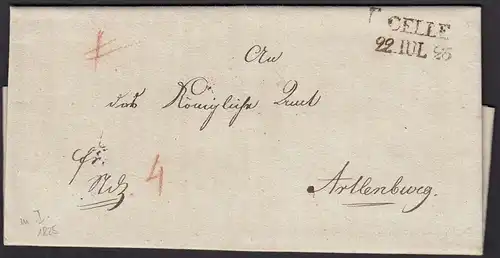 HANNOVER 1825 Brief CELLE L2 nach ARTLENBURG  (15951