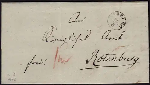 HANNOVER Vorphila 1842 Brief HARBURG K1 nach ROTHENBURG Inhalt  (15915