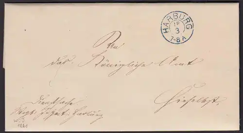 Altdeutschland HANNOVER 1861 Brief HARBURG K2b mit Inhalt  (15916