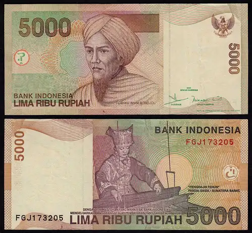 Indonesien - Indonesia 5000 Rupiah Banknote 2001 VF (3) Pick 142 (23419