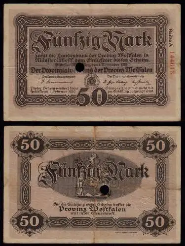 Westfalen - PROVINZ WESTFALEN Münster 50 Mark 1918 Reihe A Notgeld (23424