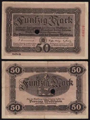 Westfalen - PROVINZ WESTFALEN Münster 50 Mark 1918 Reihe B Notgeld (23425