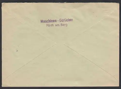 Fürth am Berg über Coburg 1959 Landpost Bedarfsbrief m.Vignette  (23438