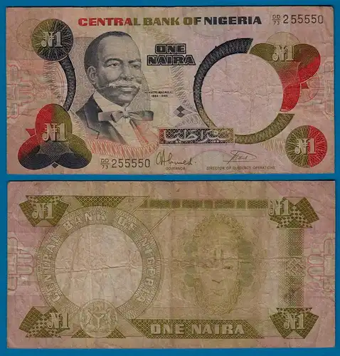 Nigeria 1 Naira Banknote Pick 23b etwa F (4)   (18178