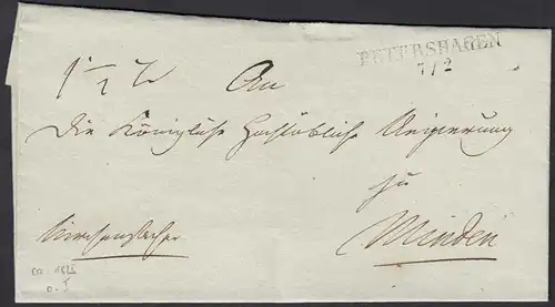 Preussen Umschlag ca.1825 PETERSHAGEN L2 nach MINDEN  (23484