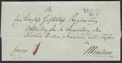 Preussen Umschlag ca.1825 VLOTHO L2 nach MINDEN  (23486