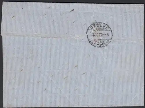 Schweiz 1870 Brief LA PLAINE (FR) nach GENF 5 R. Sitzende Helvetia   (23716