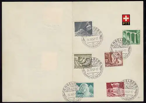 Schweiz 1952 SST ENGELBERG SST Karte m. Dauermarken  (23719