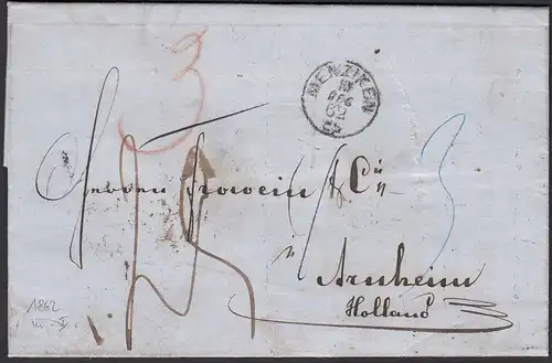 Schweiz 1862 MENZIKEN K1 nach ARNHEIM m.Durchgangsstempel  (23727