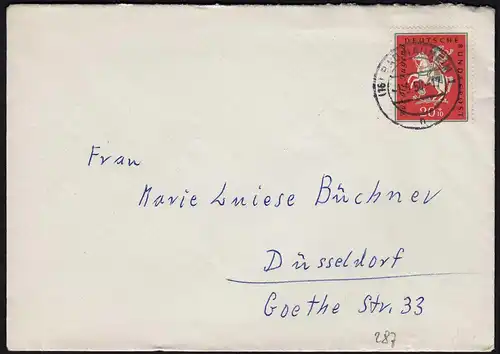 BRD BUND 1958 Einzelfrankatur Mi. 287 Jugend 20 Pfennig Bad Nauheim  (23800