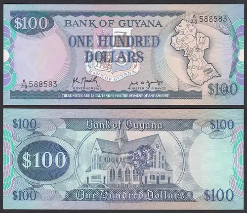 GUYANA 100 Dollars Banknote ND (1989) Pick 28 UNC (1)  23991