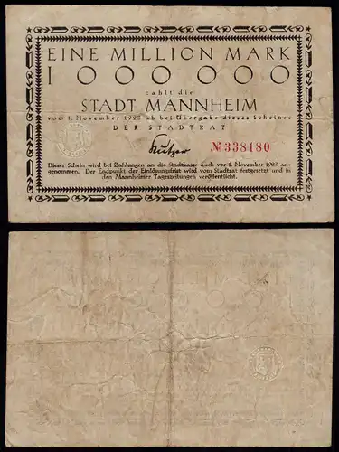 MANNHEIM 1 Million Mark Notgeld 1923 F (4)   (24152