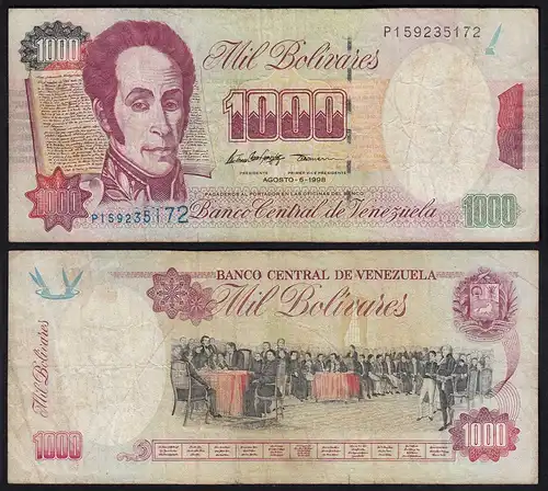 Venezuela 1000 Bolivares Banknote 1998 F (4) Pick 76d  (24214