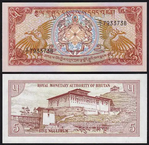 Bhutan - 5 Ngultrum Banknote (1985) UNC Pick 14   (24298