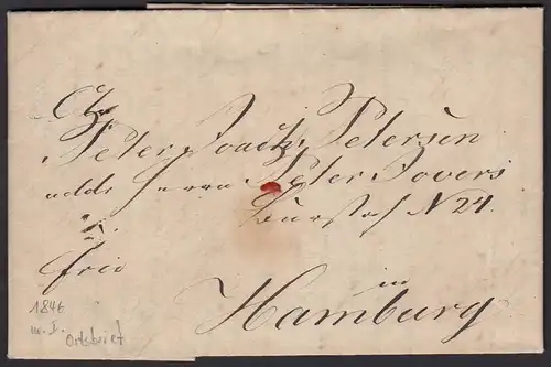 Hamburg 1846 Ortsbrief Peter Petersen mit umfangreichen Inhalt   (15908
