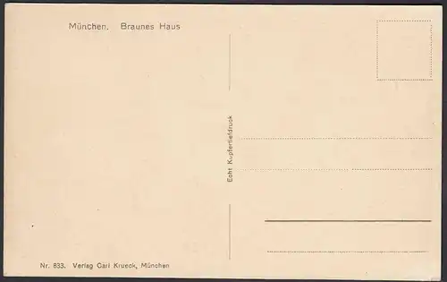 AK NS Propaganda Karte 3.Reich Braunes Haus München mit Fahne    (8373